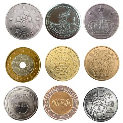 China Cheap Custom Coin Maker Different Material Different Size Washing Machine Coin/Arcade Token Coins For Vending Machine Apple001 for sale