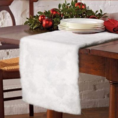 China The Other Family White Tablecloth Restaurant Tablecloth Christmas Style Table Flag Plush Cloth Decorative Table Runner for sale