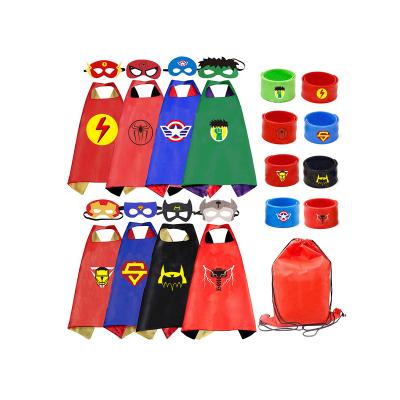 China Cosplay kids dressed up in 8 pieces hero's cape costume and clasp bracelet boy's costume birthday party giftsuperhero cosplay for sale