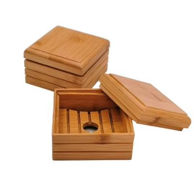 China Eco Healthy Natural Wooden Soap Dish Square Bamboo Soap Dish Bamboo for sale