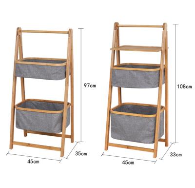 China Minimalist the latest hot sale three-layer bamboo k bamboo storage rack bathroom bedroom laundry two-layer storage basket for sale