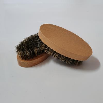 China Small Size Brush Natural Animal Hair Horse Wooden Shaving Brush Beech Wood Beard Brush For Men for sale