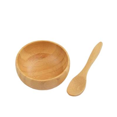 China Healthy Empty Natural Bamboo Bowl+spoon DIY Aromatherapy Massage Oil Bowl Spoon Set for sale