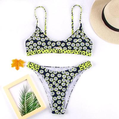 China Sexy/fashion/with removable cups/double back buckl 2021 Summer Custom Polyester Spandex Double Back Buckles Anthracnoses Swimsuit with removable cups for sale