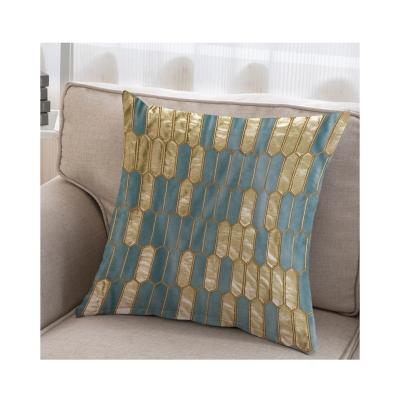 China OWENIE Folded Sofa Woven Home Decorative Luxury Custom Made Outdoor Blue and Gold Square Tile Case Cover for Living Room for sale