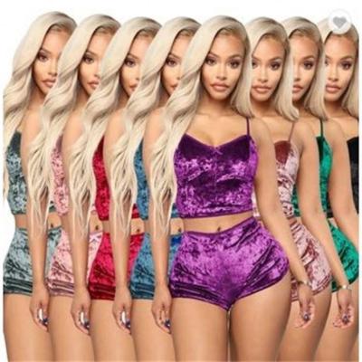 China S-3XL Sexy Hot Selling Elegant Women's Tie Dye Wear Sets Ladies Short Velvet Velvet Pajamas Set 2 Pieces for sale