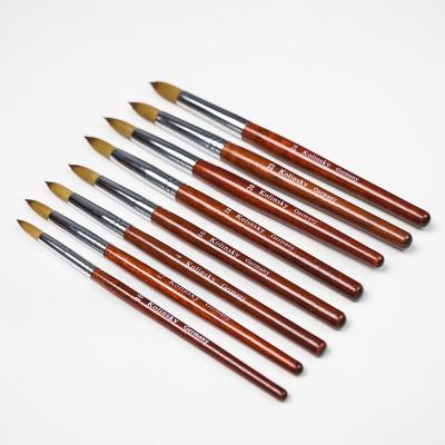 China UV Nail Art Brush Sable Acrylic Nail Art Brush LED Sweep Professional Red Wood Brush Painting Carving Tools Nail Art Gel Pen for sale