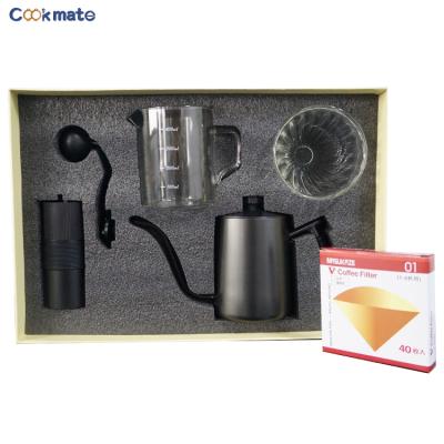 China Viable OEM Logo High End Coffee Grinder with Handcrafted Teapot Coffee Gift Set for sale