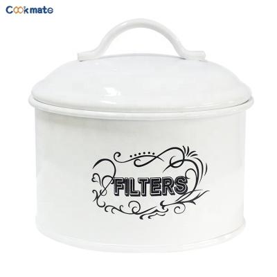 China Sustainable Metal Coffee Filter Canister Storage Box For Coffee Accessories Worktop Candy Canister for sale