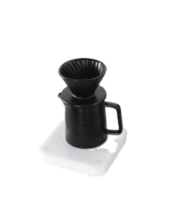 China Sustainable Hand Coffee Pot Set Ceramic Coffee Filter Cup Drip Coffee Server And Dripper-600Ml Black for sale