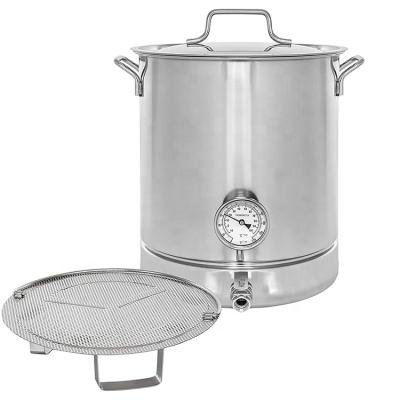 China food & Factory 60L Beverage SS Home Brew Kettle Pot Include Stainless Steel Lid Ball Valve Thermometer Home Brewing Supplies for sale