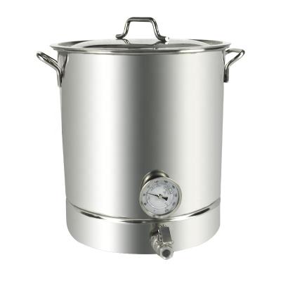 China food & Beverage factory stainless steel home brew kettle with double filtration equip with false bottom thermometer and ball valve for sale