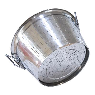 China Viable Professional Kitchen Metal Sieve Strainer Perforated Fruit Basket Vegetable Colander for sale