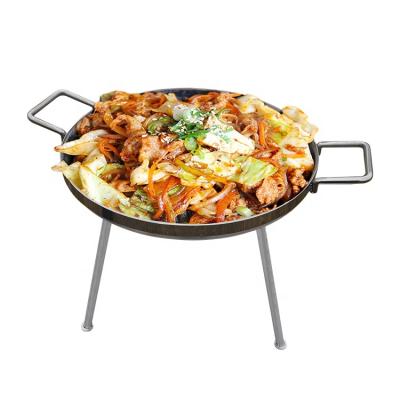 China Barbecue cooking outdoor kitchen camping cookware set stainless steel or cast iron campfire large pan for sale