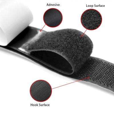 China Durable Self Adhesive Hook And Loop Roll With Sticky Glue Backed Double Sided Hook And Loop Tape For Bundle for sale