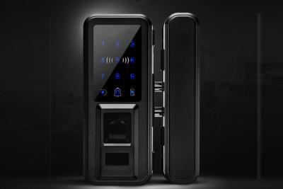 China Cerradura de cristal de la huella dactilar de la puerta de Digitaces del telclado numérico del tacto, cerradura de puerta doblada de Thumbprint en venta