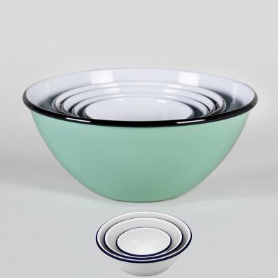 China CHL 5pcs 18cm Small Enamel Coated Sauce Foot Metal Storage Bowl Viable Custom Eco Friendly White Suguar Sets With Lids for sale