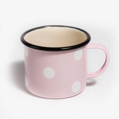 China Sustainable Camping Reusable Enamel Pink 10oz Unique Coffee Mug for sale