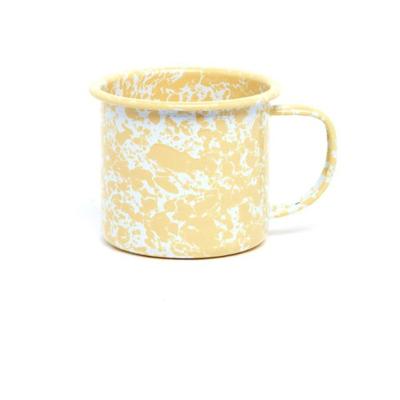 China Amazon Custom Hot Selling 12oz Viable Yellow Marble Outdoor Camping Enamel Utensils 350ml Splash Enamel Mug for sale