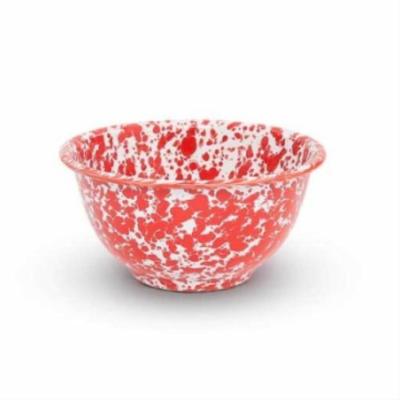 China 16cm Mini Splatter Color Sustainable Enamel Tinplate Footed Salad Pasta Bowl for sale