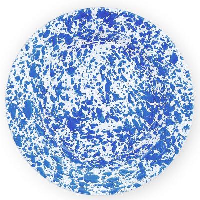 China Sustainable blue outdoor splatterware 10inch round shape marble enamel camping camping flat dish splatter picnic for sale