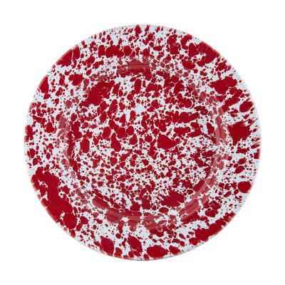 China 18cm 20cm 22cm Custom Logo Marble Splatterware Dinner Party Camping Red Enamel Splatter Dish Sustainable Outdoor 24cm for sale