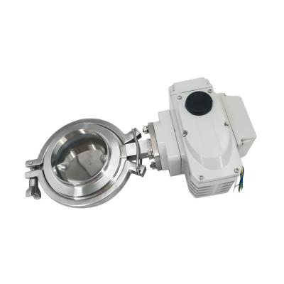 China SS304 Stainless Steel General Sanitary Electric Actuator Butterfly Valves For Solid Product for sale