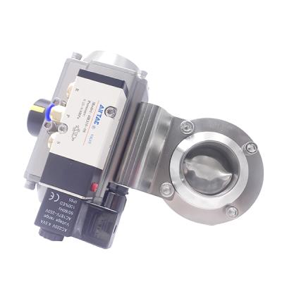 China SS304/SS316L Stainless Steel Pneumatic Actuator General Sanitary Welding Butterfly Valve With Solenoid Valve Te koop