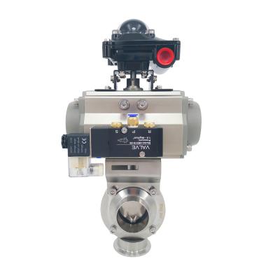 Chine SANITARY Sanitary Stainless Steel Welding Food Grade Pneumatic Butterfly Valve With Solenoid Valve Limit Switch à vendre