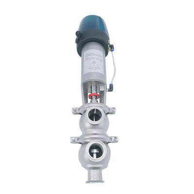 China Sanitary Reversing Beverage L/L Valve Pneumatic Clamping Double Flow Control Divert Seat Shut-off Valve Te koop