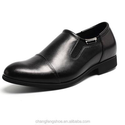 China Height Increasing Handmade Black Genuine Leather Stylish Party Height Increaser Shoes For Men for sale