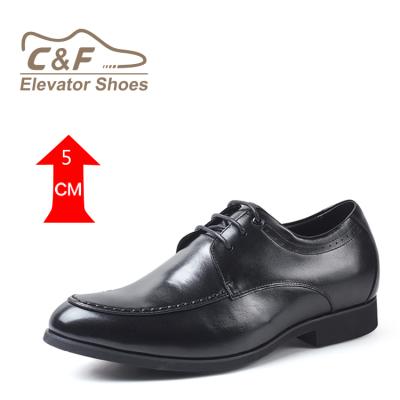 China Height Increasing C&F 2019 Black Leather 5cm Height Increase Lace Up Stylish Elevator Shoes for sale