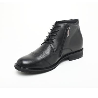 China Round Black Formal Ankle Elevator Boots Side-Zip Mens Leather Boots Wedding Shoes for sale