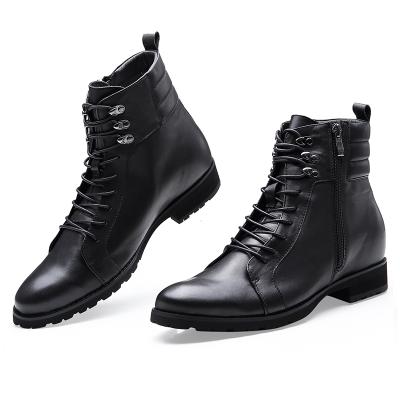 China Fashion Trend Elevator Boots For Men Black Color Winter Boots With Zipper Waist Increasing Genuine Leather Shoes With Lace for sale