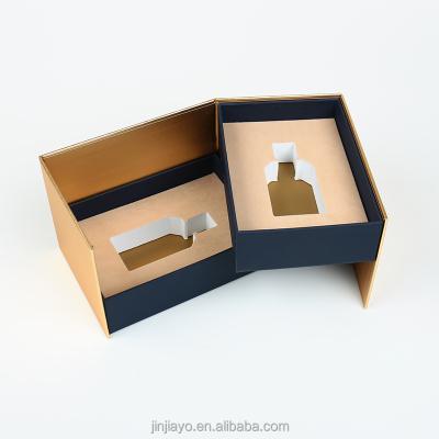 China High Quality Recyclable Packaging Card Printing Black Paper Box Custom Design Empty Paper Bottle Magnet Packaging Luxury Perfume Box for sale