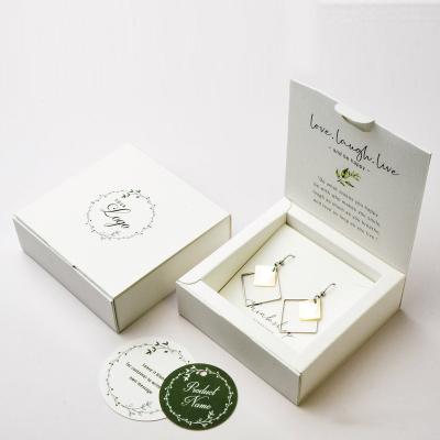 China Recyclable Custom White Card Box With Inlay For Earings Necklace Bracelet Logo Customized Eco Friendly for sale