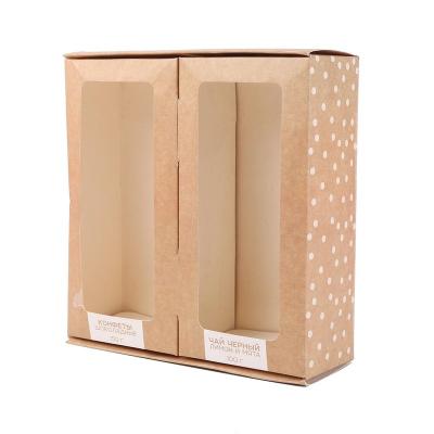 China Jinayon Recyclable Custom Foldable Recycled Cookie Cardboard Gift Packaging Kraft Box With Clear PVC Window for sale