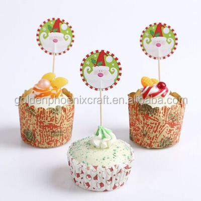 China Disposable Christmas Printing Paper Wrapped Bamboo Toothpicks For Christmas Party for sale