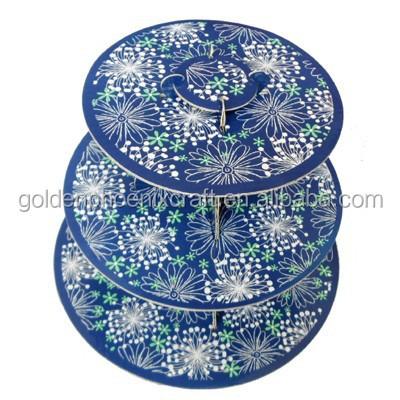 China Hot Selling Blue Flower 2 Tier Cake Stand / Cupcake Stand For Treats JF-CS405 for sale