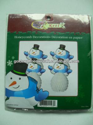 China Christmas Mini Snowman Tissue Paper Craft, 4Pcs Honeycomb Europe Decoration for sale