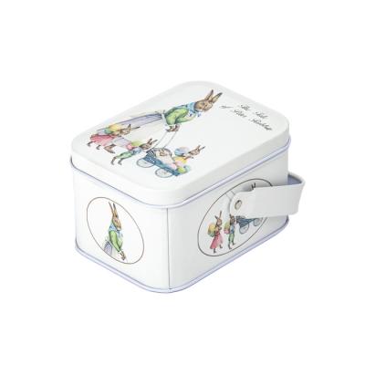 China Custom New Design Handle Wedding Gift Metal Easter Bunny Storage Box White Tin Tin for sale