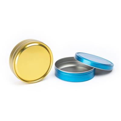 China New Product Food Can Heavy Duty Yellow Blue Color Round Child Tin Box Packaging Toy Metal for sale