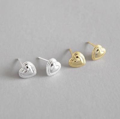 China FASHIONABLE New Arrival Real Heart 925 18k Gold Stud Earrings Sterling Silver Stud Earrings For Girls for sale