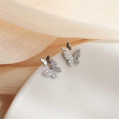 China Fashion trend of small cute silver butterfly stud earrings S925 needle women earrings new for sale