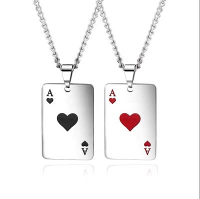 China Newest Design Hip Hop FASHIONABLE Stainless Steel Poker Winner Playing Cards Pendant Necklace for sale