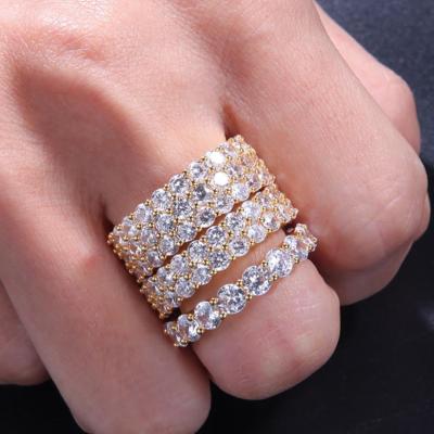 China Environmental Friendly Hip Hop Row Zircon Rings Single Men And Women Couple Rings Couple Zircon Single Row Rings for sale