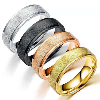 China TRENDY Stock Selling Popular Frosted Titanium Steel Rings Pearl Sand Couple Rings Hand Jewelry Stainless Steel Ring For Men Women for sale