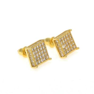 China Environmental Friendly Explosive Super Flash Micro Inlaid AAA Zircon Square Men's Earrings Tide Brand Jewelry Wholesale for sale