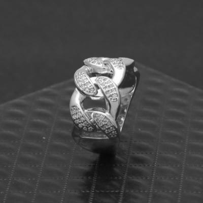 China Environmental Friendly European And American Hip Hop Cuban S Ring Micro-inlaid Zircon Chain Ring Design Men&'s for sale