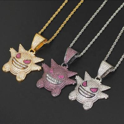 China Hip Hop Jewelry Gengar Necklace New Arrival Pokemon Hip Hop Pendant Necklace for sale